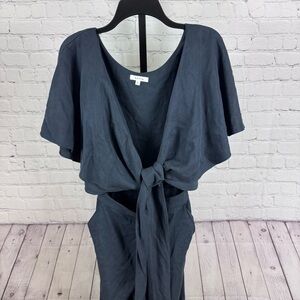 Vetta Capsule Cape Jumpsuit Blue Tencel Fabric Size 0